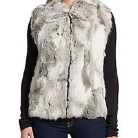 LIKE NEW! Saks Fifth Ave Genuine Rabbit Fur Vest M - Picture 1 of 10